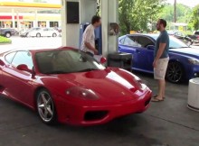 Ferrari 360 Modena at a gas station