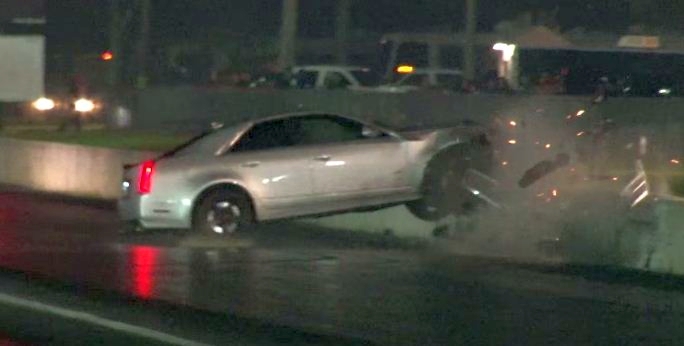 Cadillac CTS-V Drag strip crash