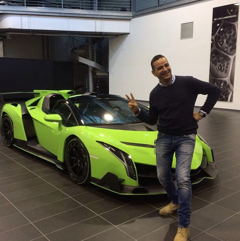 Kris Singh with Lamborghini Veneno Roadster