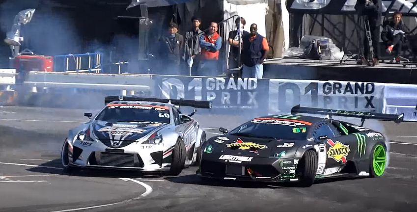 Lamborghini Murcielago vs Lexus LFA tandem drift