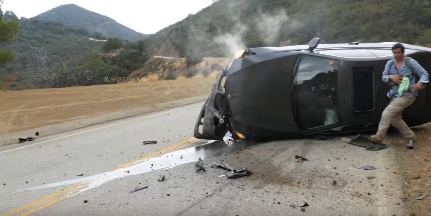 Noob crashes BMW at Mullholland