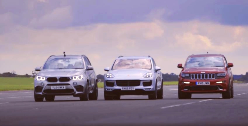 Grand Cherokee SRT vs X5 M vs Cayenne Turbo S: Drag Race