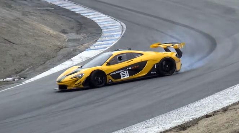 McLaren P1 GTR almost crashes at Laguna Seca