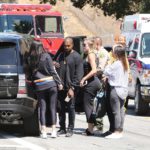 Kylie, Khloe Kardashian, Kanye West at the scene of Kris Jenner's crash
