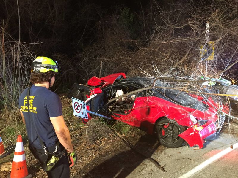 Ferrari 458 Speciale Red Bud Trail Crash-Austin-Texas-2