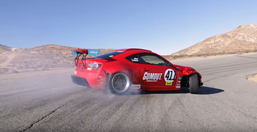 Ryan Tuerck drifting his Ferrari-powered Toyota GT4586 at Willow Springs