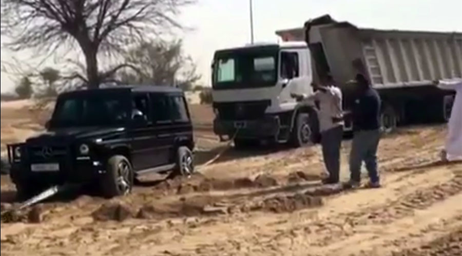 Dubai Crown Price rescues lorry stuck in Desert