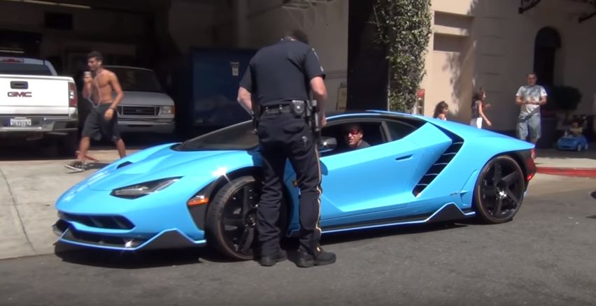 Lamborghini Centenario-Blu Cepheus-Pulled Over-LAPD-Beverly Hills