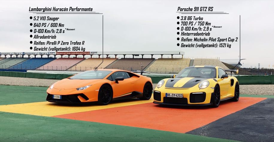 Porsche 911 GT2 RS-Huracan Performante-Sport Auto