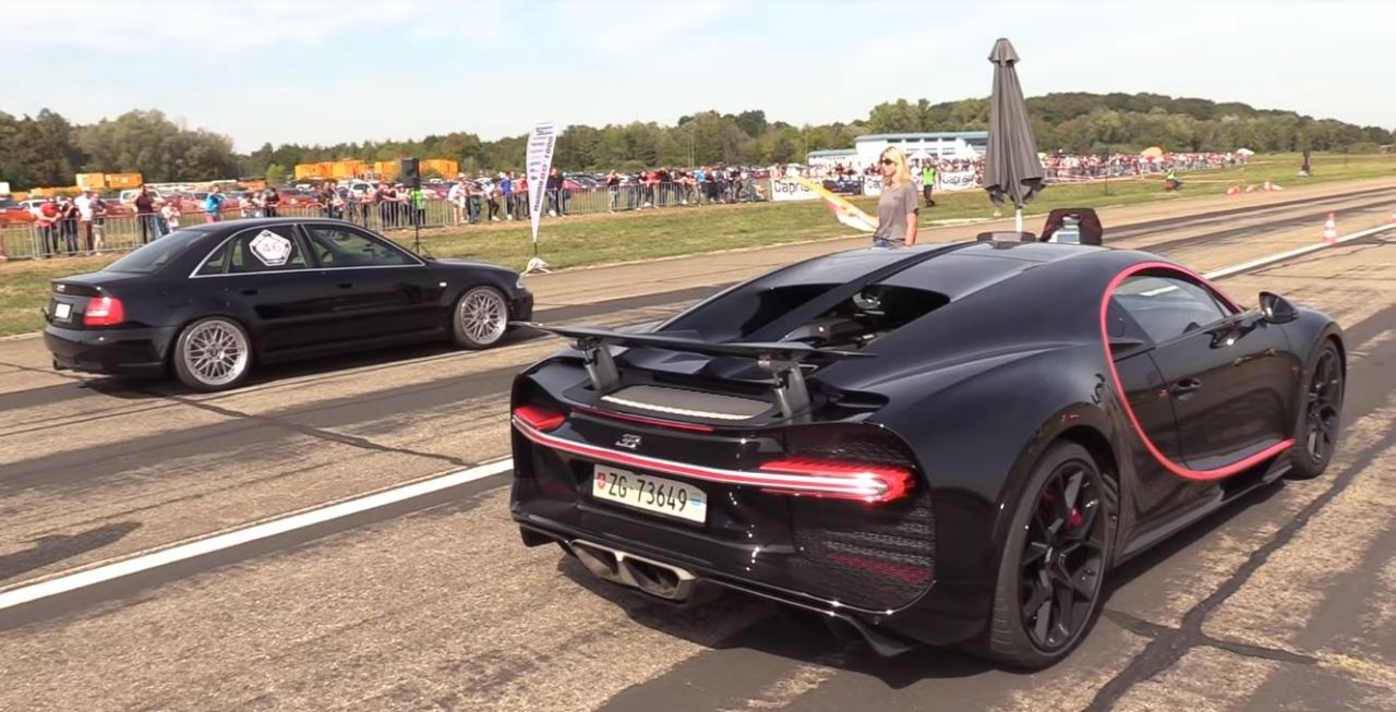 Audi S4 Hannover Hardcore vs Bugatti Chiron drag race