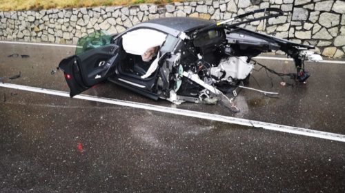 Audi r8 splits into two massive crash 07
