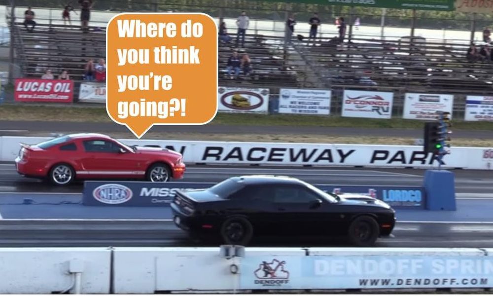 10-Year Old Shelby Mustang GT500 Destroys All-New Dodge Challenger SRT Hellcat