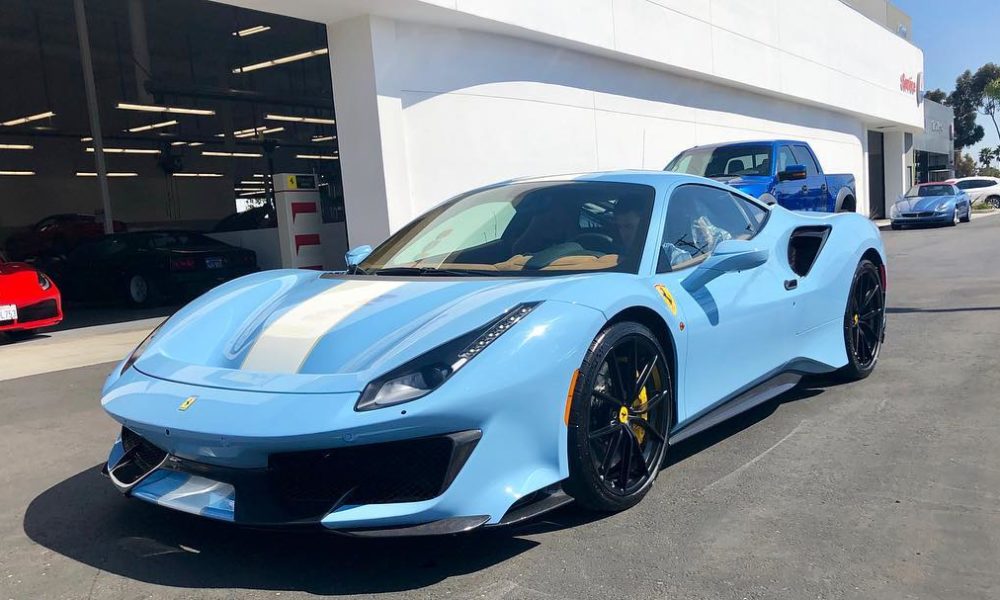 Baby Blue Ferrari 488 Pista Lands in San Diego