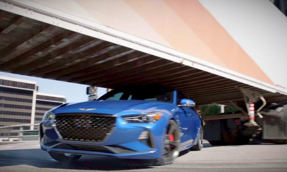 Can a Genesis G70 reverse-drift underneath a Semi-Truck Trailer? Yes, it can!