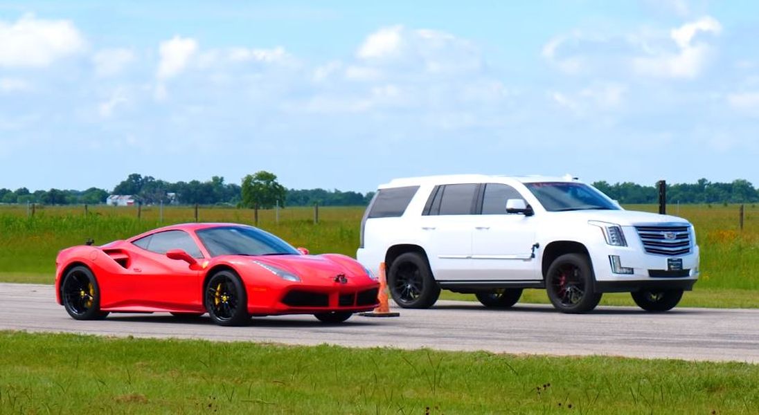 Hennessey Cadillac Escalade vs Ferrari 488 GTB