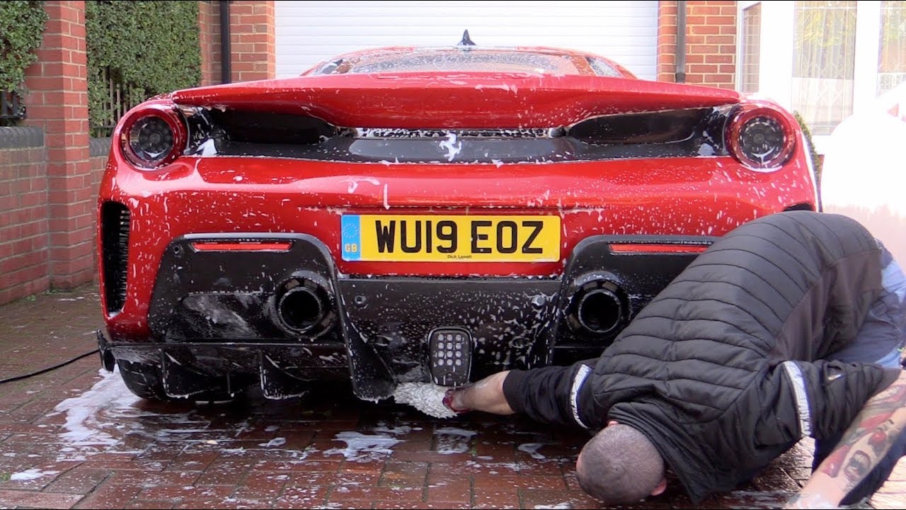 Washing a Ferrari 488 Pista Supercar