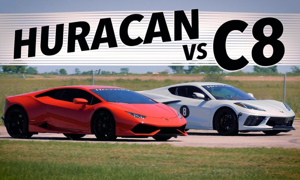 510 HP Hennessey Corvette C8 takes on stock Lamborghini Huracan