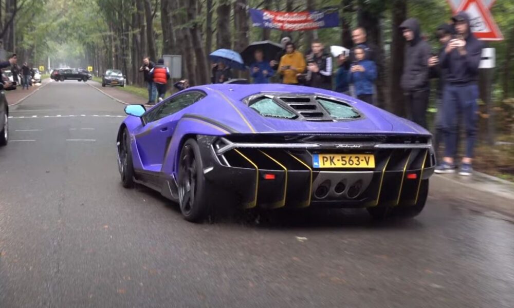 Purple Lamborghini Centenario woos Dutch supercar spotters