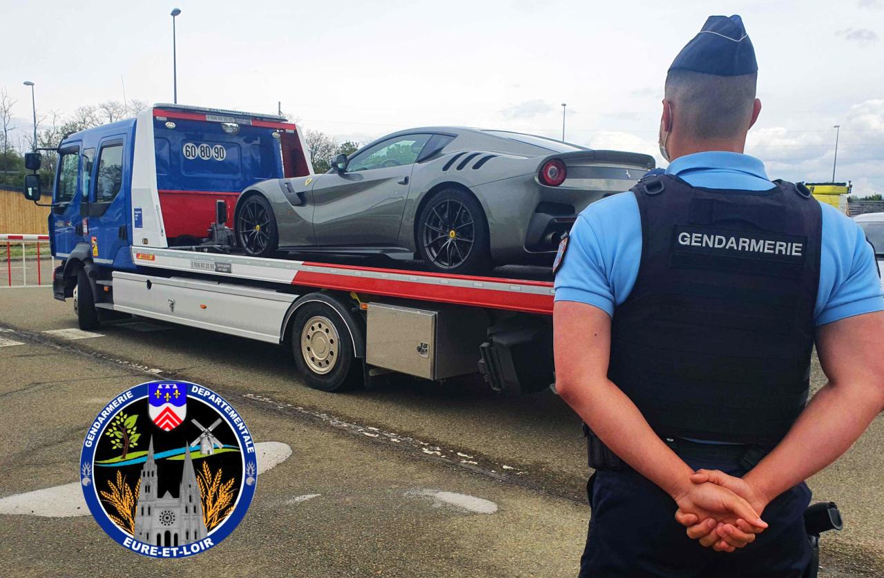 Ferrari F12 TDF-impounded-speeding-France