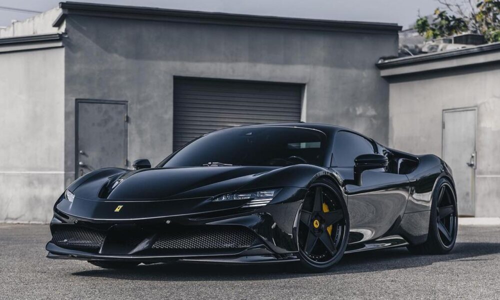 Murdered out Ferrari SF90 Stradale looks sick on custom wheels